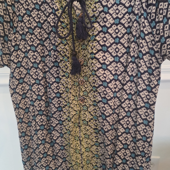 Anthropologie Blue Geometric  Sikka Romper By Phylis Taylor size Medium - Picture 5 of 7